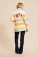 Women - Belted Cardigan with Multicolored Pastel Stripes, Multico back worn view