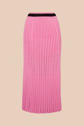 Women Ribbed Knit Long Skirt Pink back view