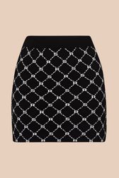 Women - SR Short Jacquard Skirt, Black front view