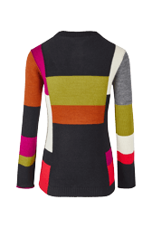 Women Maille - Women Multicolor Baby Alpaca Long Sweater, Multico crea back view