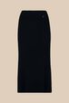 Women Ribbed Knit Long Skirt Black front view