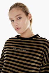 Women - Striped Velvet Rykiel Sweatshirt, Black details view 2