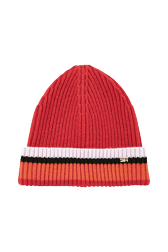 Women Striped Beanie Red front view