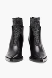 Femme - Boots rykiel cuir et maille lurex, Noir vue de détail 2