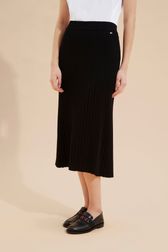 Femme - Jupe longue en maille côtelée, Noir vue de détail 1