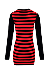 Women Jane Birkin Striped Midi Dress Black/red back view