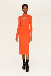 Women Maille - Women Two-Tone Long Skirt, Orange details view 3