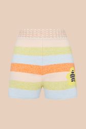 Women - Mesh Shorts with Multicolored Pastel Stripes, Multico front view