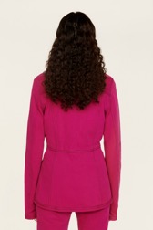 Women Solid - Denim Fushia Jacket, Fuchsia back worn view