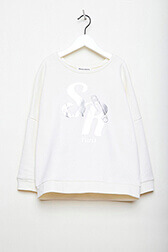 Girls Solid - Girl Long Printed Sweatshirt, Ecru front view