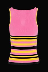 Women - Pink and Multicolored Stripes Tank Top, Pink back view