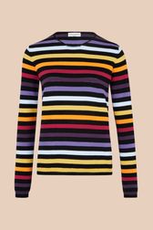 Women - Beige Signature Pullover with multicolor stripes, Black front view