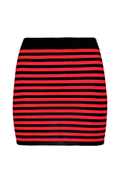 Women Rib Sock Knit Striped Mini Skirt Black/red back view