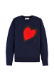 Women Maille - Heart Sweater, Night blue front view