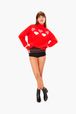 Women - Woolen SR Hearts Sweater, Red front worn view