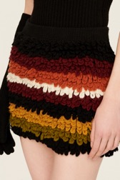 Women Bouclette Wool Short Skirt Multico crea striped details view 5