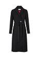 Femme Uni - Manteau long noir en laine mélangée, Noir vue de face