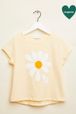 Floral Print Girl T-shirt Light yellow front view