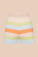 Women - Mesh Shorts with Multicolored Pastel Stripes, Multico back view