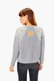 Women - Wool Twisted Sweater, Grey back worn view