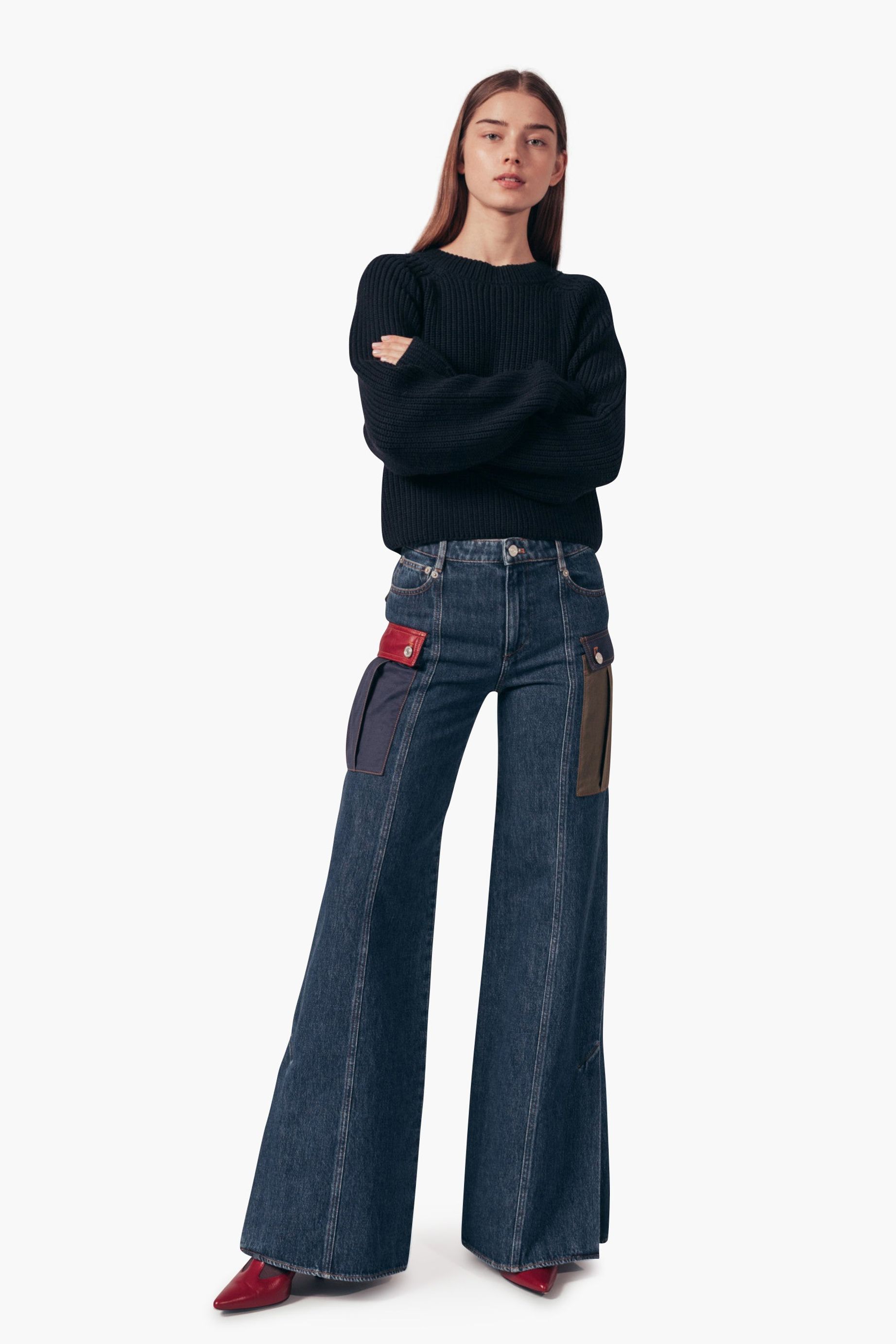 noir Femme Vêtements Sonia Rykiel Femme Pantalons Sonia Rykiel Femme Pantalons larges Sonia Rykiel Femme Pantalon large SONIA RYKIEL 36 S, T1 Pantalons larges Sonia Rykiel Femme 