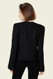 Women Solid - Women Short Wool Blend Jacket, Black back worn view