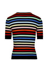Women Short Sleeve Top Multico striped back view