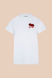 Women - T-Shirt with Rykiel Red Mouth, White front view