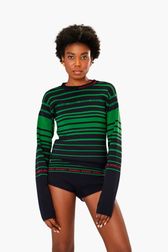 Women - Iconic Rykiel Multicolored Stripes Sweater, Green details view 1
