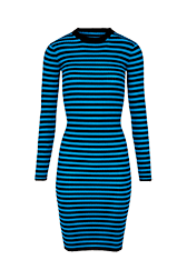 Women Rib Sock Knit Striped Maxi Dress Striped black/pruss.blue front view