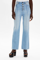 Women High-Waisted Jeans Stonewashed indigo details view 1