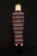 Women Maille - Multicolored Striped Long Dress, Multico black striped back worn view