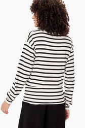 Femme - Sweatshirt en coton marinière, Ecru vue portée de dos