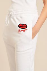 Femme - Pantalon jogging motif bouche femme, Blanc vue de détail 2
