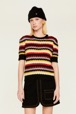 Women Striped Fluffy Sweater Multico crea front worn view