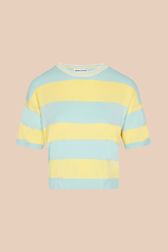 Women - Short Sleeve Pullover stripes, Light yellow front view