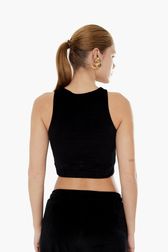 Women - Women Velvet Bra, Black back worn view