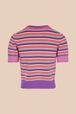 Women - Pastel multicolored stripes short sleeves pullover, Lilac back view