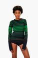 Women - Iconic Rykiel Multicolored Stripes Sweater, Green details view 1