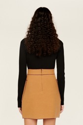 Women Maille - Women Double Face Short Skirt, Beige back worn view