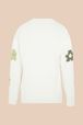 Women - Long Sleeve Sweater with Floral Pattern, Ecru back view