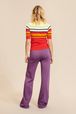 Women - Multicolored Rykiel Short Sleeve Pullover, Red back worn view