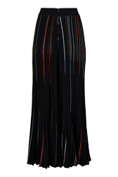 Women Long Pleated Skirt With Multicoloured Stripes Black back view