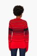 Women - Iconic Rykiel Multicolored Stripes Sweater, Red back worn view