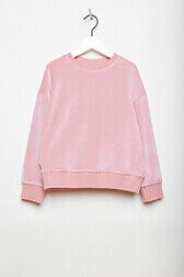 Girls Solid - Velvet Girl Long Sleeve Sweater, Pink front view