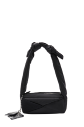 Women - Baguette Demi-Pull  nylon bag, Black front view
