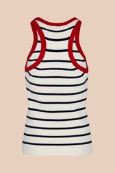 Women - Striped Tank top with contrasting neckline, Ecru back view