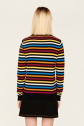 Women Iconic Multicolor Striped Sweater Multico iconic striped back worn view