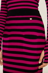 Women Poor Boy Striped Wool Maxi Skirt Black/fuchsia details view 2