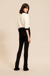 Women - Oversized Cotton Knit Polo Shirt with contrasting trim, Ecru back worn view